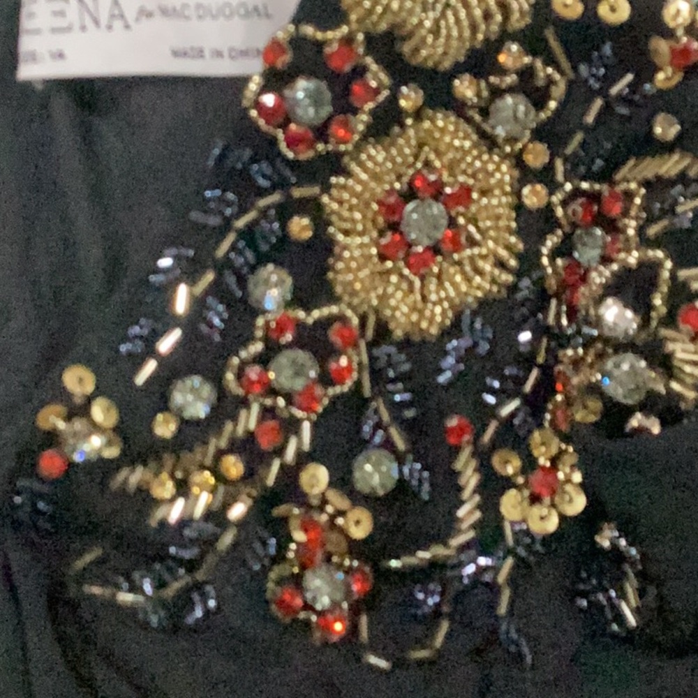Mac Duggal new without tag size 14 maxi dress chiffon embellished shoulders - Picture 7 of 10